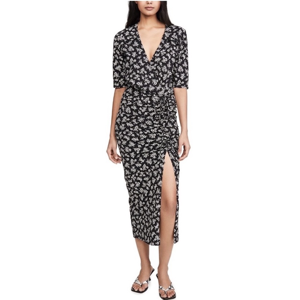 VERONICA BEARD Mariposa Floral Ruched Midi Dress